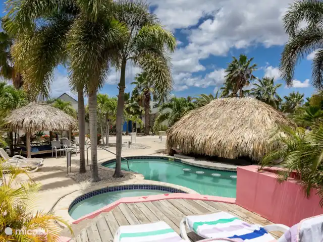 villa huren in Bonaire, Bonaire, Kralendijk – Blou Bonaire Waterlands Village Het gemeenschappelijke zwembad bevindt zich direct aan de achterzijde van de villa.