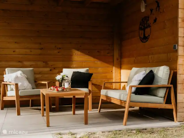 blokhut / lodge huren in Nederland, Limburg, Meijel – Wellness Boshuisje met Sauna/Hottub