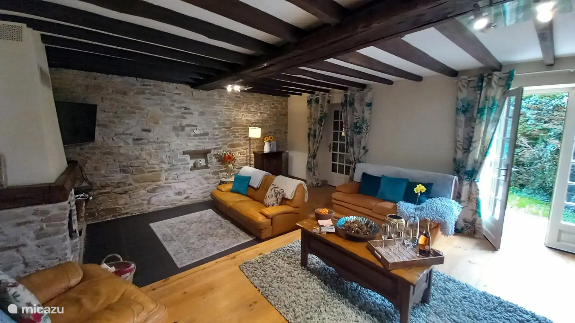 Living room with wood burner, TV and Xbox 360