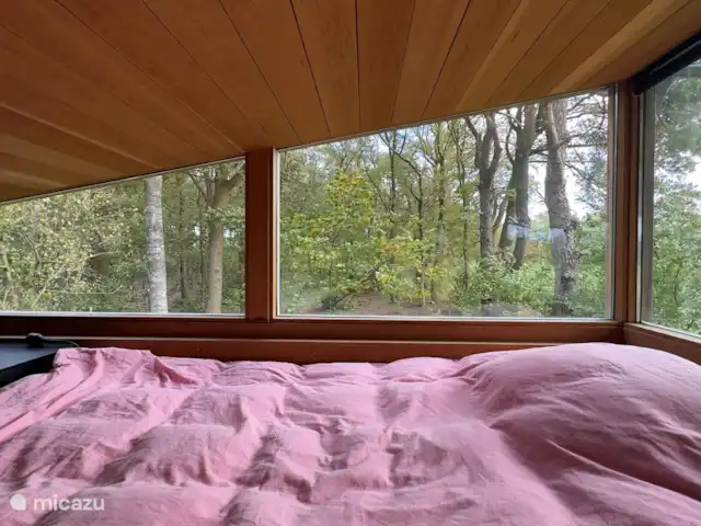 Cabane nature | Pays-Bas, Overijssel, Lettele - maison de vacances Nid d’oiseau à l’étage.
Se réveiller avec le soleil qui se lève.
(accessible uniquement par des escaliers de bar raides.