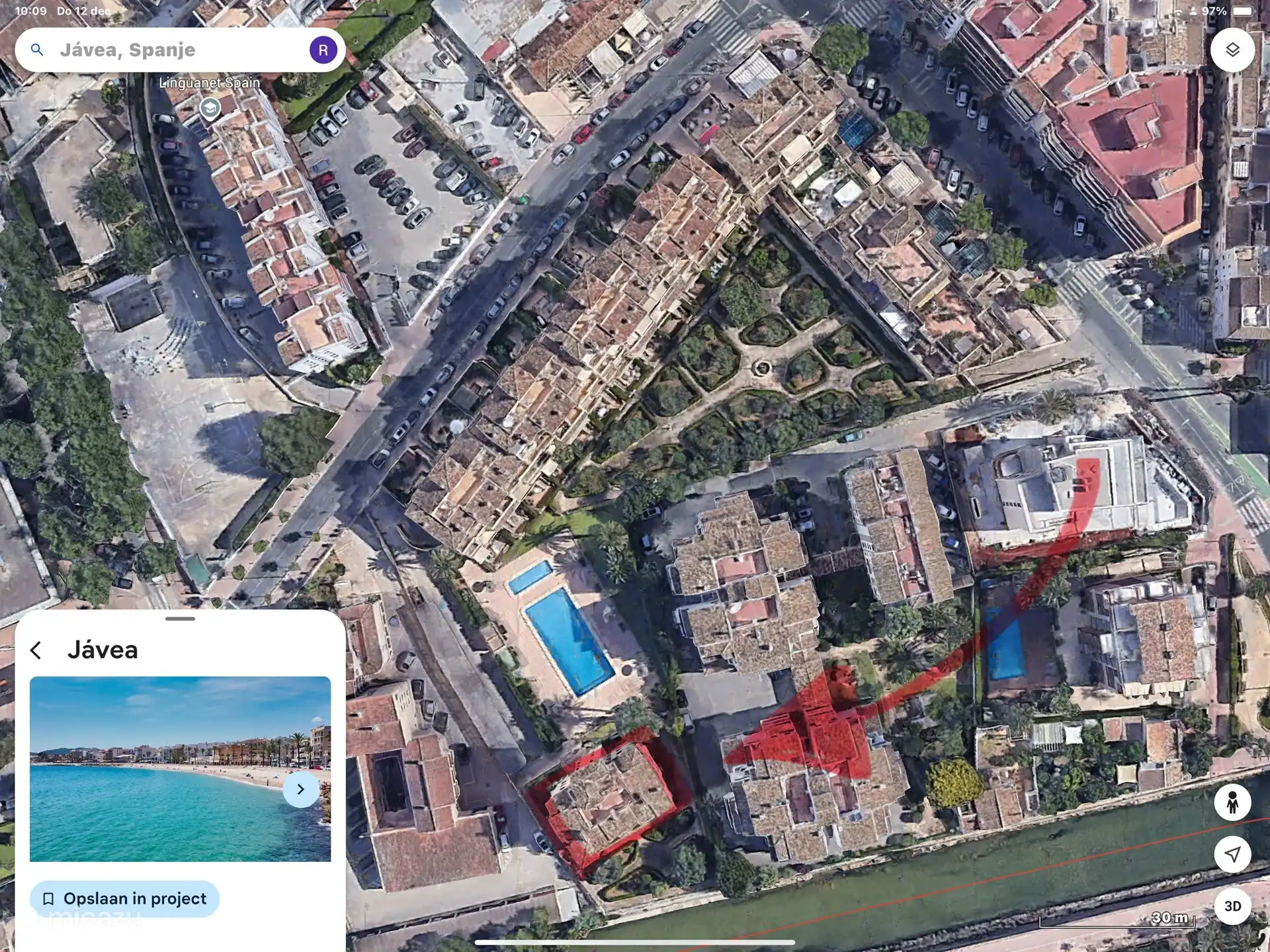 Emplacement de l’immeuble à logements au sein du complexe.