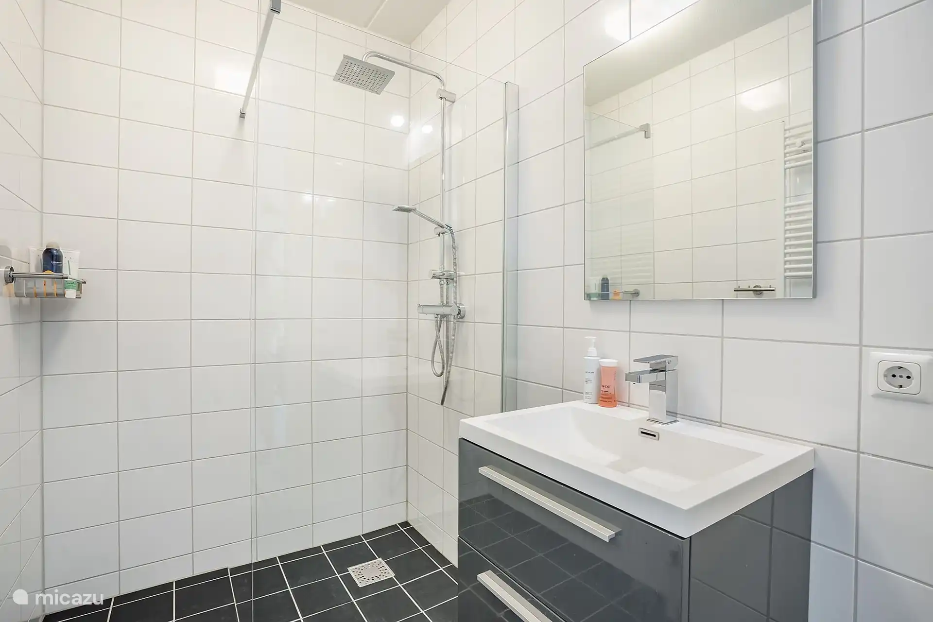 Luxury bathroom with large shower head