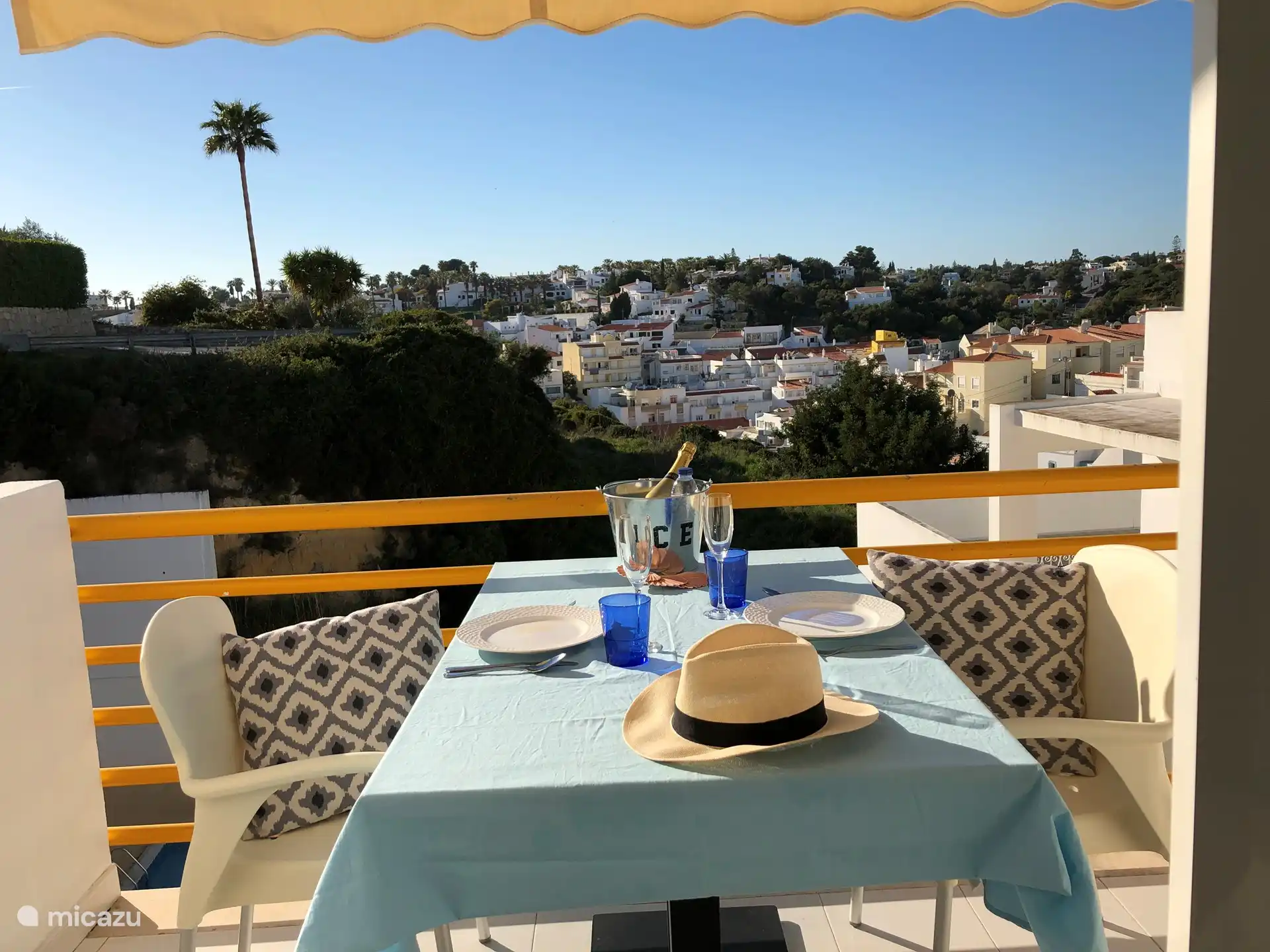 Lovely balcony with awning and unobstructed view