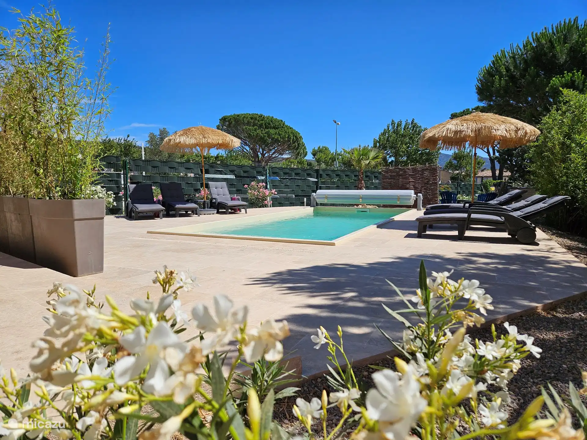 Foto exterior con piscina climatizada de agua salada con cubierta eléctrica