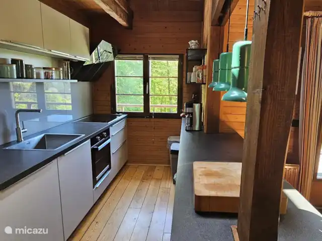 Chalet en bois des Ardennes vue WIFI | Belgique, Ardennes, Manhay - chalet Cuisine avec four, induction et lave-vaisselle
