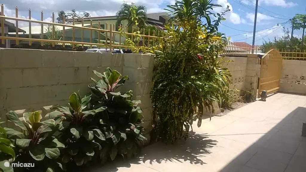 Front of the house with tiled floor