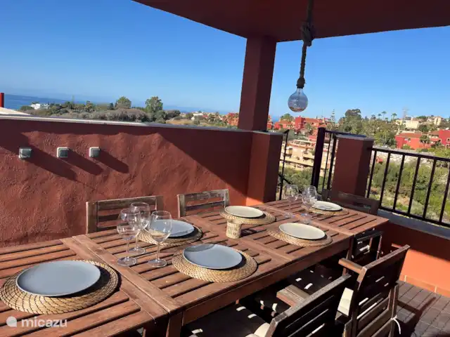 Location de Vacances Espagne, Costa del Sol, Marbella, penthouse - Penthouse Marbella Jacuzzi & vue mer Salle à manger avec vue sur la mer
