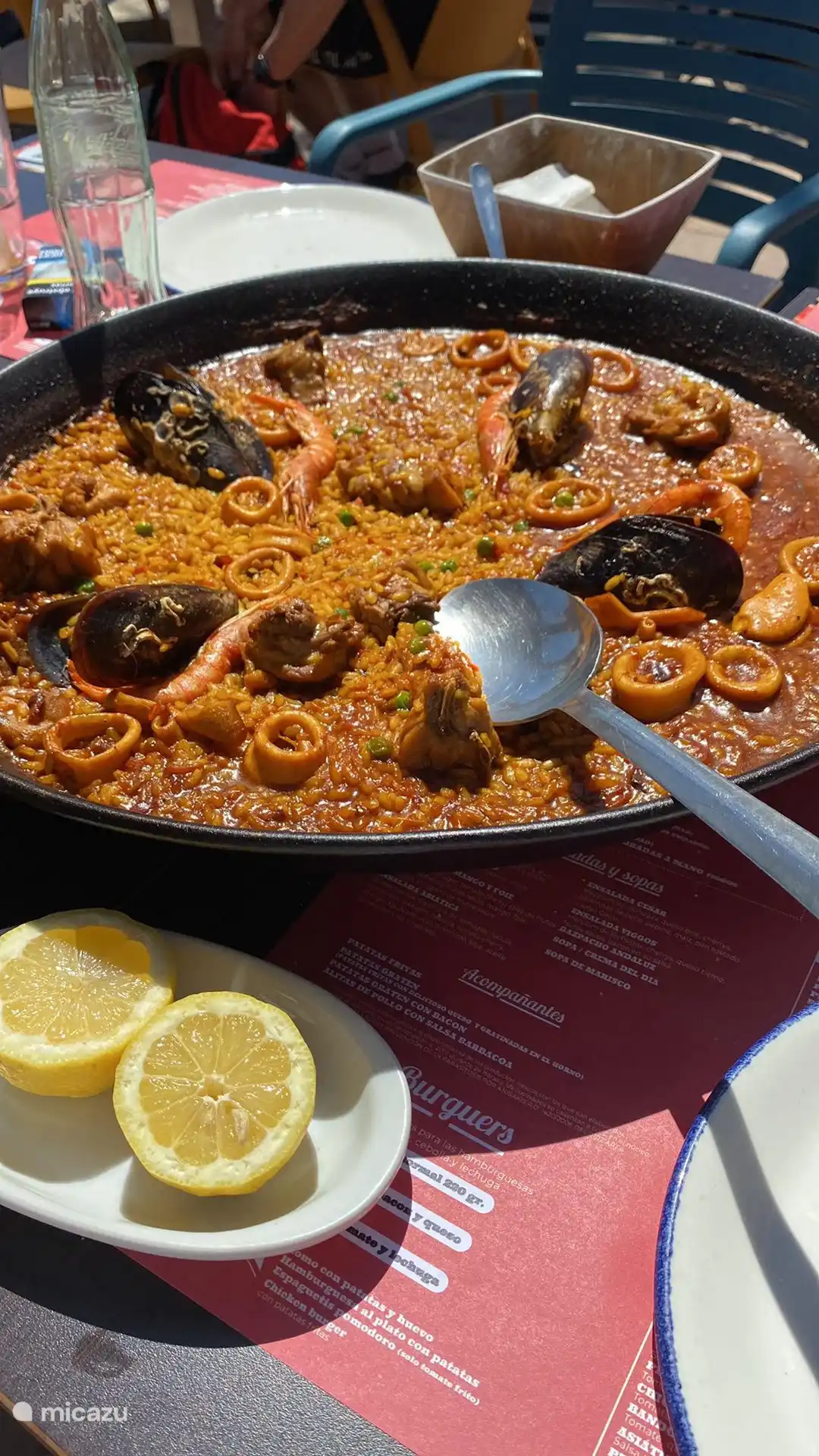Paella at an open-air restaurant
