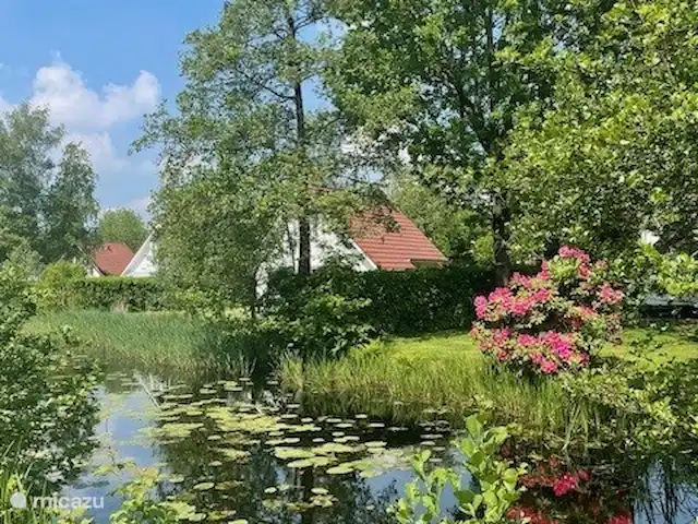 Le front de mer | Pays-Bas, Frise, Sint Nicolaasga - maison de vacances Fossé côté jardin de la maison. Le jardin est fermé par une clôture basse.