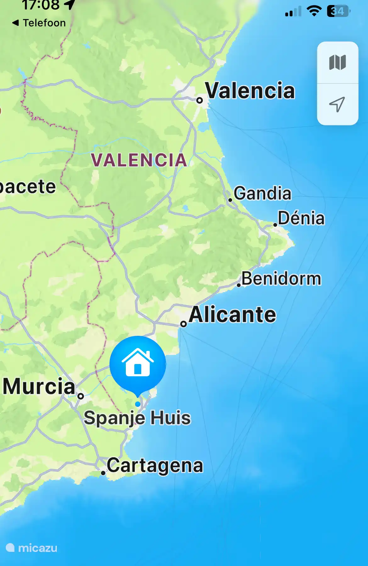 Ca. 40 minuten van het vliegveld 