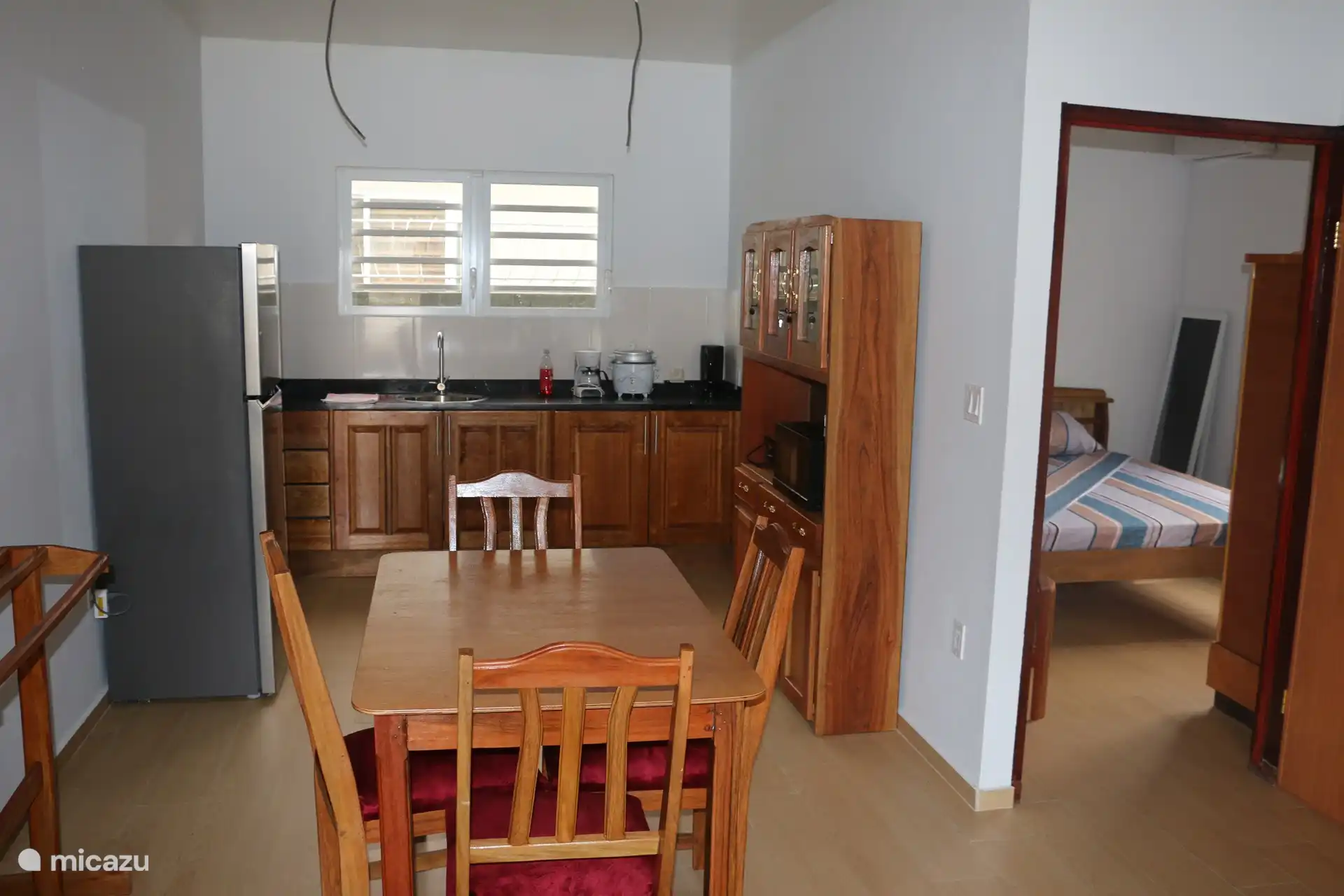 The kitchen and dining area.