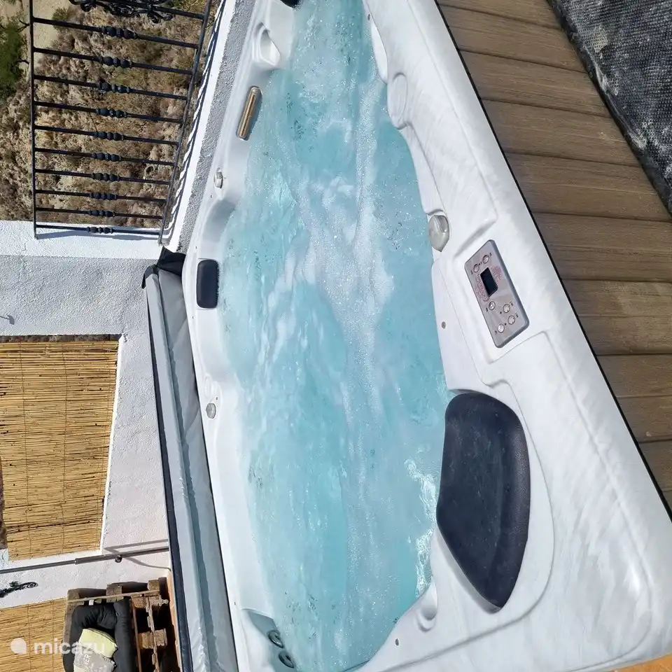the 4-person jaccuzi is warm and open all year round