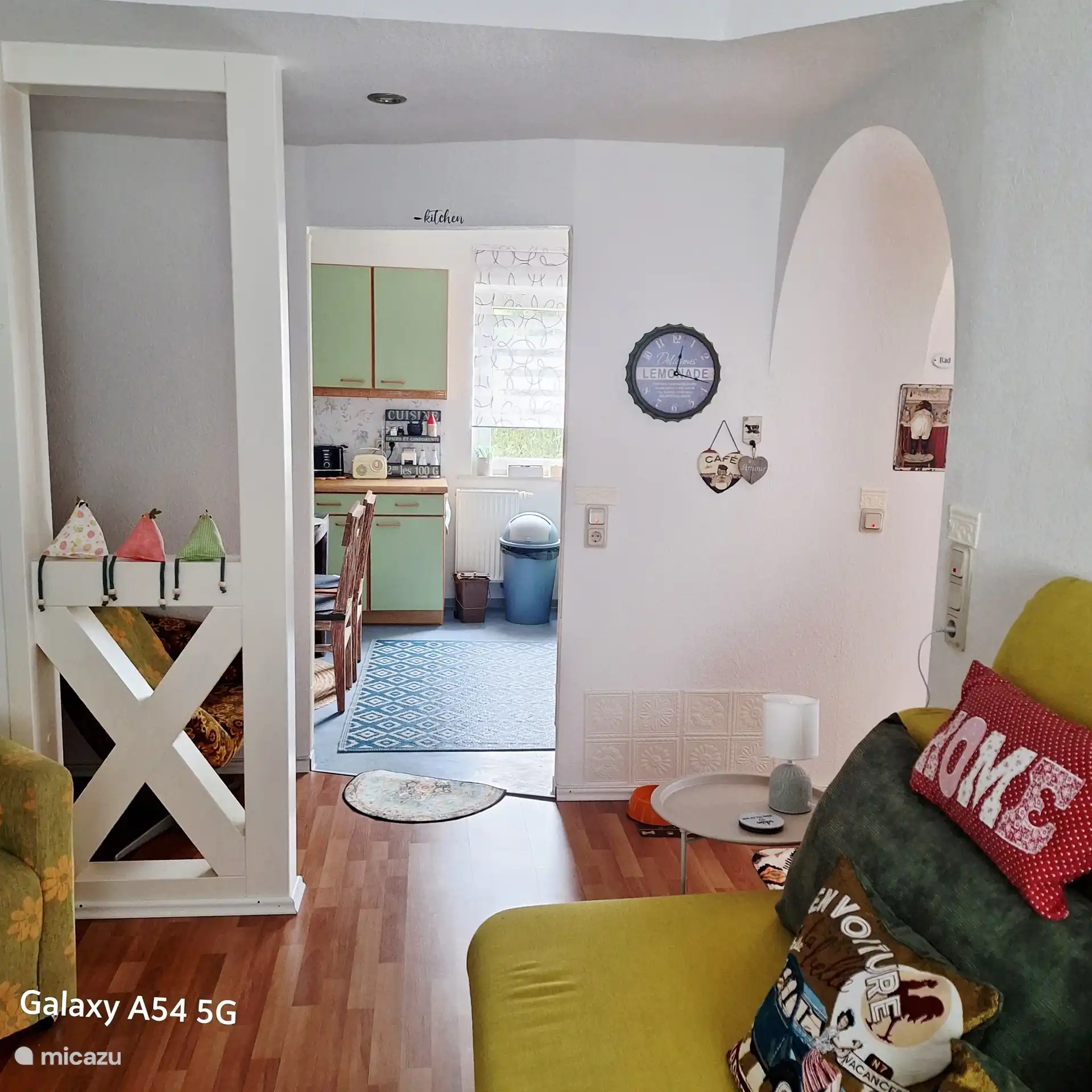 View from the living room into the kitchen-living room