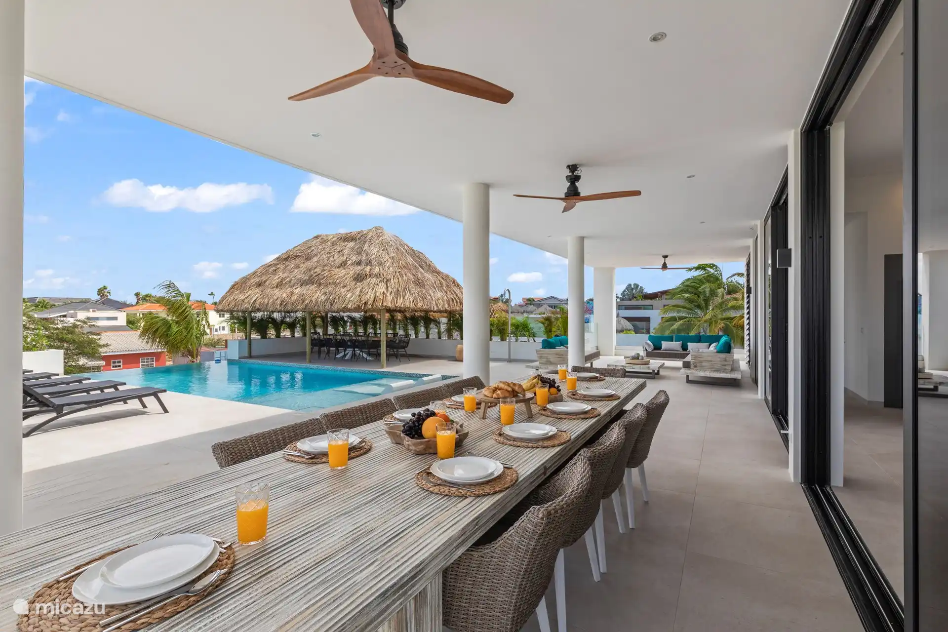 Spacious poolside veranda