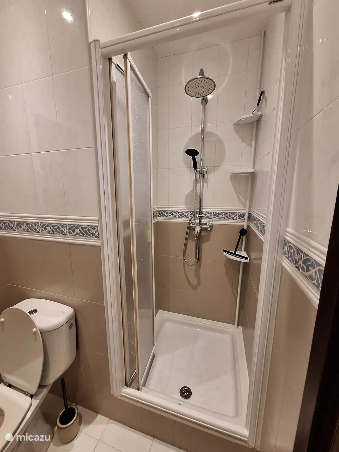 2. Kleines Badezimmer mit Dusche, WC und Waschbecken