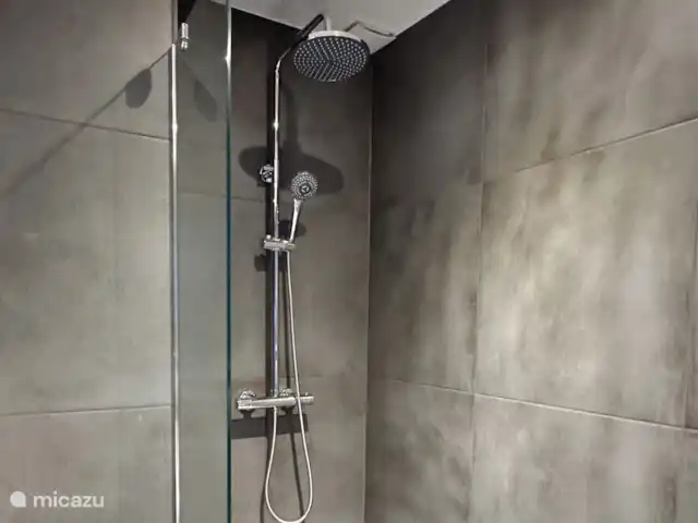 Maison de la Nature Dennenzicht - @Veluwe | Pays-Bas, Gueldre, Wells - chalet La salle de bain est également équipée d'une douche à effet pluie.