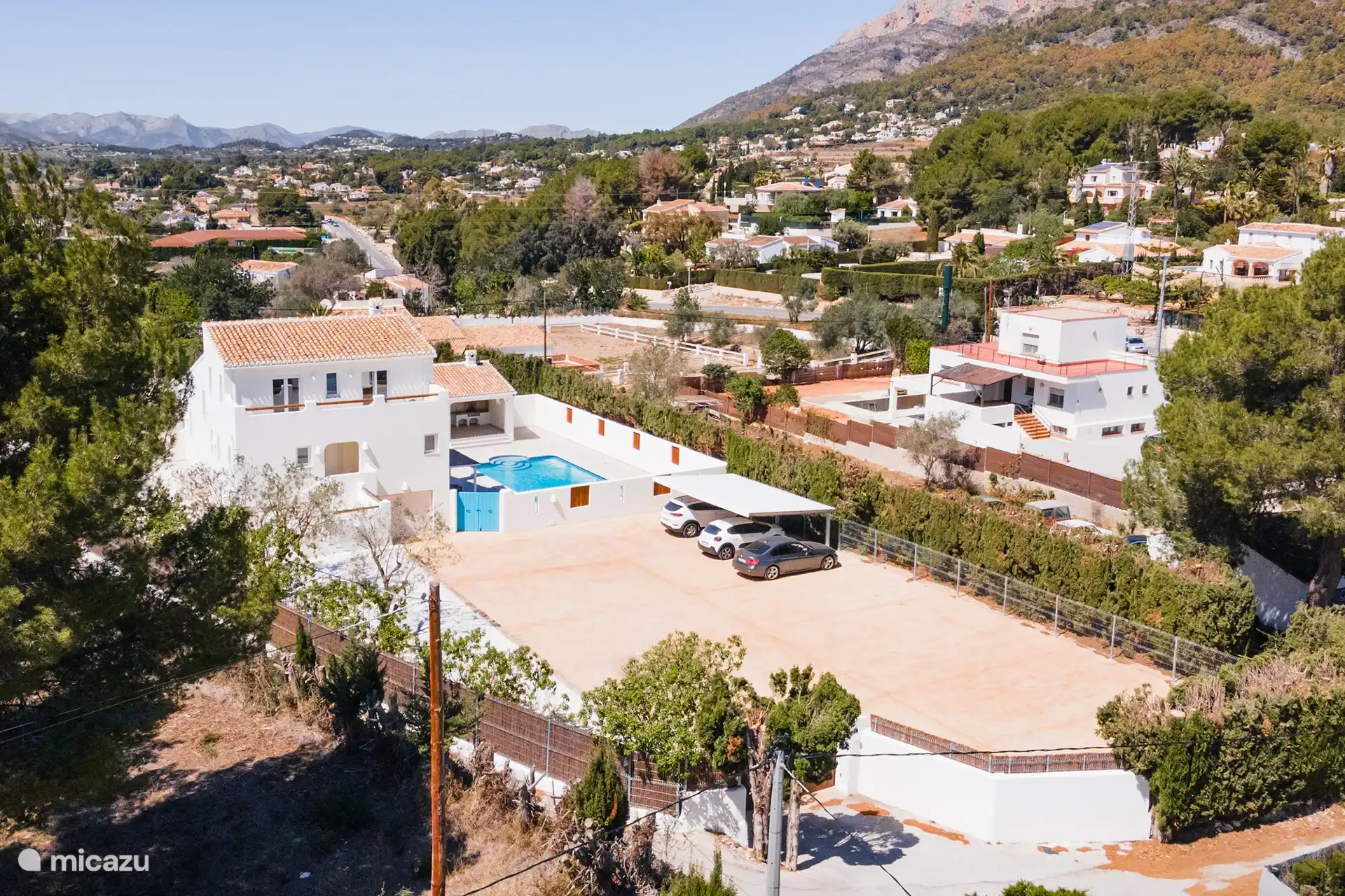 Parkplatz und Vogelperspektive