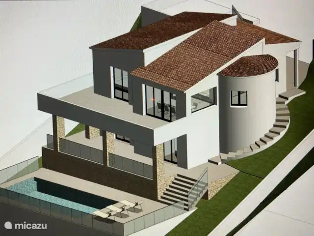 Casa Luna | Espagne, Costa Blanca, Orba - villa Voici le dessin de la rénovation de la maison. Du balcon à la piscine est construit, ce qui rend la maison très ouverte et spacieuse avec plusieurs terrasses et une belle piscine.