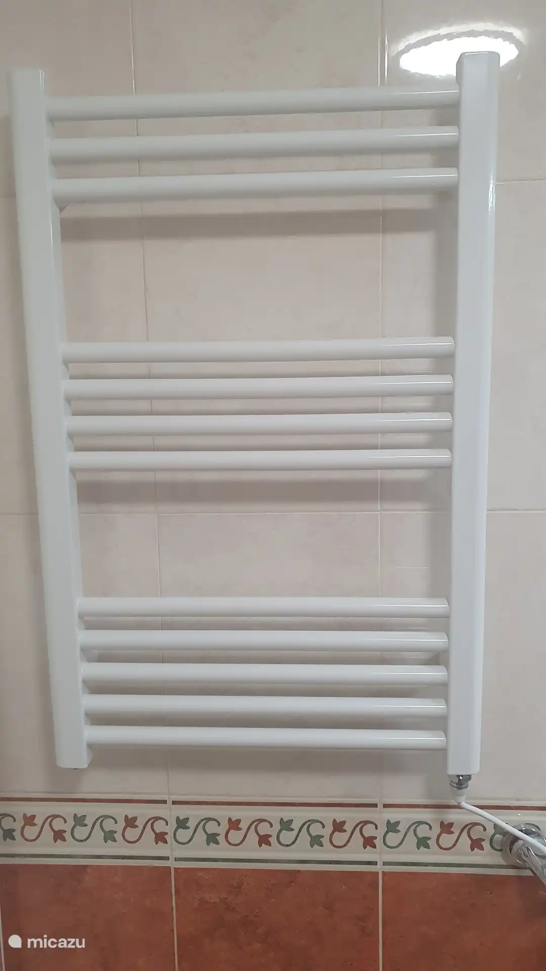 Badkamer, elektrische verwarming en handdoekenrek