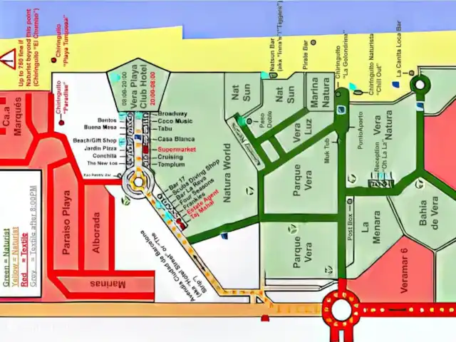 Amigos II à Veramar - playa 300m | Espagne, Costa de Almeria, Vera-Plage - appartement Vera Playa est célèbre pour son naturisme. Votre appartement est situé dans l’urbanisation non nudiste Veramar 6. Sur la carte : les stations naturistes, la plage nudiste et Veramar 6. Attendez-vous à voir (ou à rejoindre !) des personnes nues.