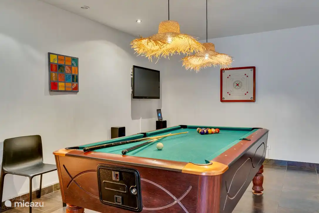 Das Billard im Spielzimmer - auch ein Dartspiel