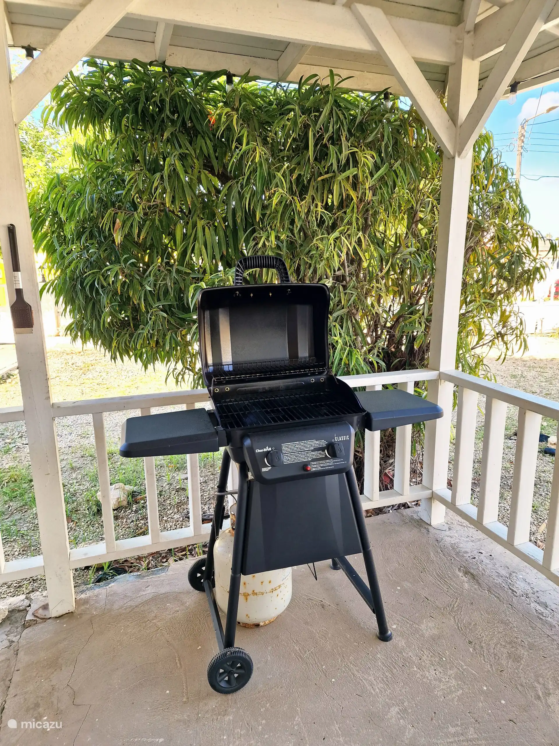 Barbacoa de gas en el porche