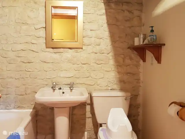 Location de Vacances France, Poitou-Charentes, Journet, gîte / cottage -  'Pêche' - La Grange du Moulin  Salle de bain principale avec baignoire et douche (au-dessus de la baignoire)