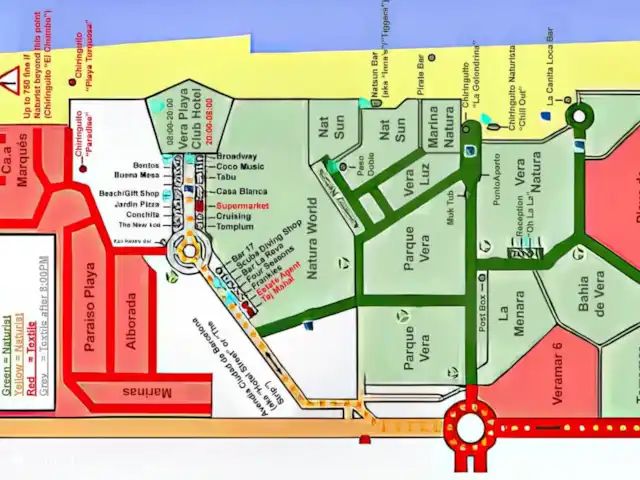 Amigos I à Veramar - playa 300m | Espagne, Costa de Almeria, Vera-Plage - appartement Vera Playa est célèbre pour son naturisme. Votre appartement est situé dans l’urbanisation non nudiste Veramar 6. Sur la carte : les stations naturistes, la plage nudiste et Veramar 6. Attendez-vous à voir (ou à rejoindre !) des personnes nues.