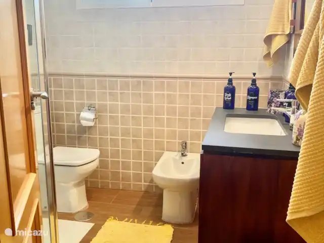 Apartamento Virginia playa Benidorm en España, Costa Blanca, Benidorm - apartamento Baño con ducha ¨walk in¨ inodoro, lavabo y bidé.