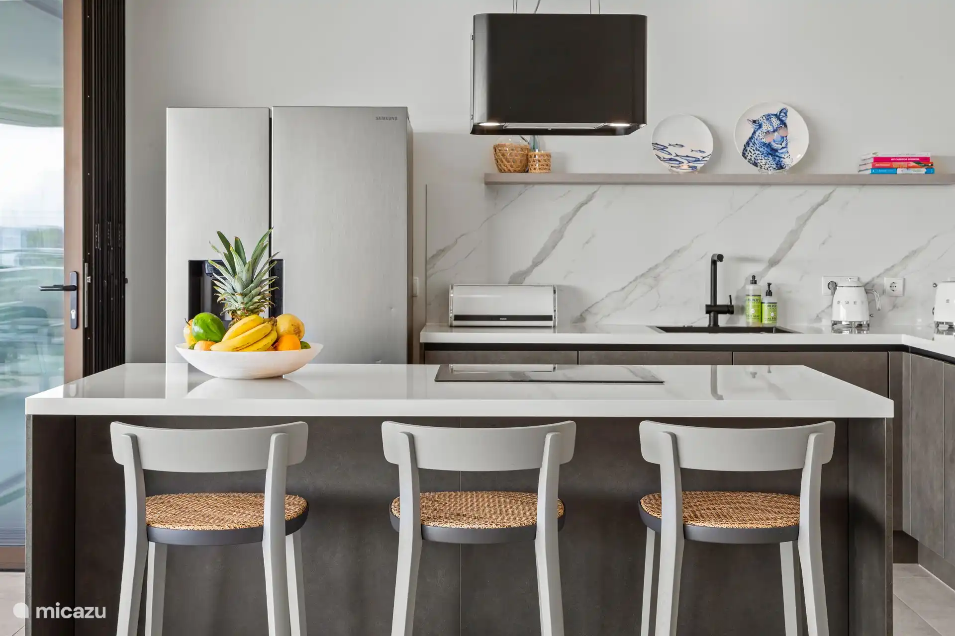 Open kitchen with oven and dishwasher
