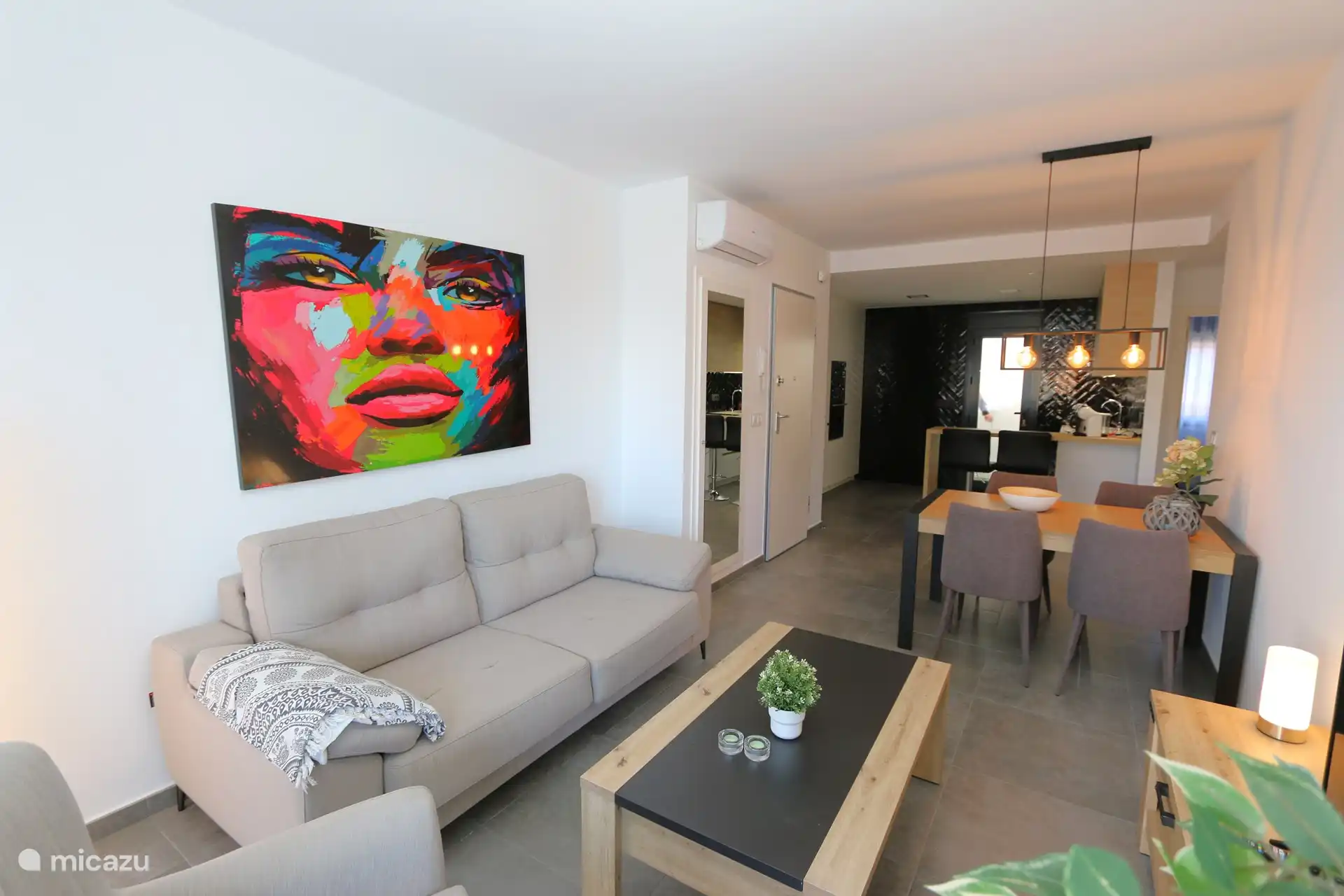 The comfortable sofa in the living room of the apartment.