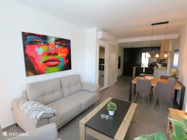 Marau Beach Resort met zeezicht huren in Spanje, Costa Cálida, San Javier - appartement De comfortabele bank in de woonkamer van het appartement.