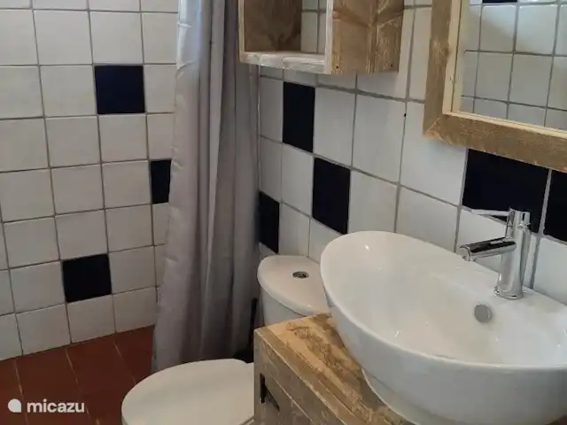 Apartamentos Caya Luna- casita Blenchi en Aruba, Oranjestad, Oranjestad - studio Baño con ducha de agua caliente