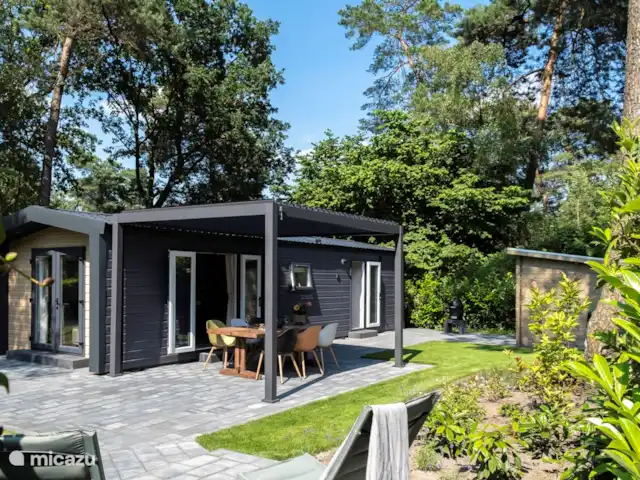 Nuestra casa de campo en el Veluwe: Pinecone en Países Bajos, Güeldres, Beekbergen - chalet Bonita vista de los árboles.
