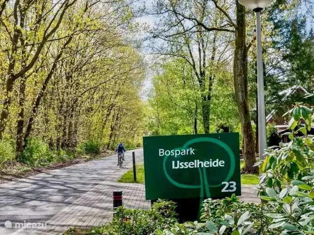 Maison de vacances Maridu Family Wellness | Pays-Bas, Gueldre, Hattemerbroek - chalet La photo montre la rue tranquille de Bospark IJsselheide à Hattemerbroek, près de Zwolle. Un emplacement idyllique en pleine nature, idéal pour la randonnée et le vélo. Le point de départ idéal pour un séjour relaxant avec beaucoup d’intimité et à proximité des commodités de la ville.