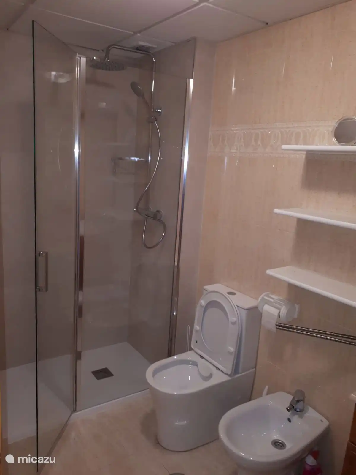 spacious shower cabin