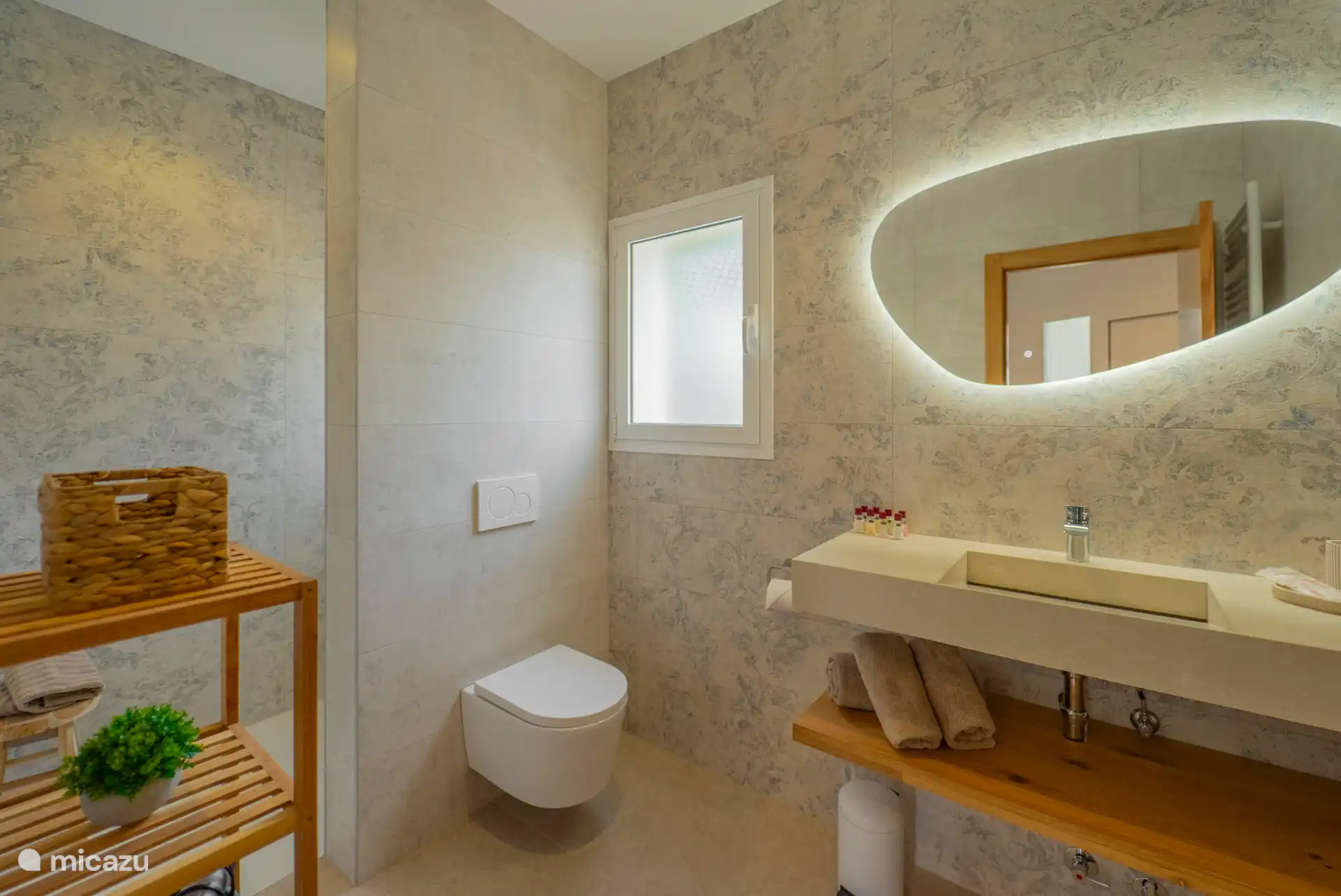 Badkamer beneden met ruime inloopdouche 