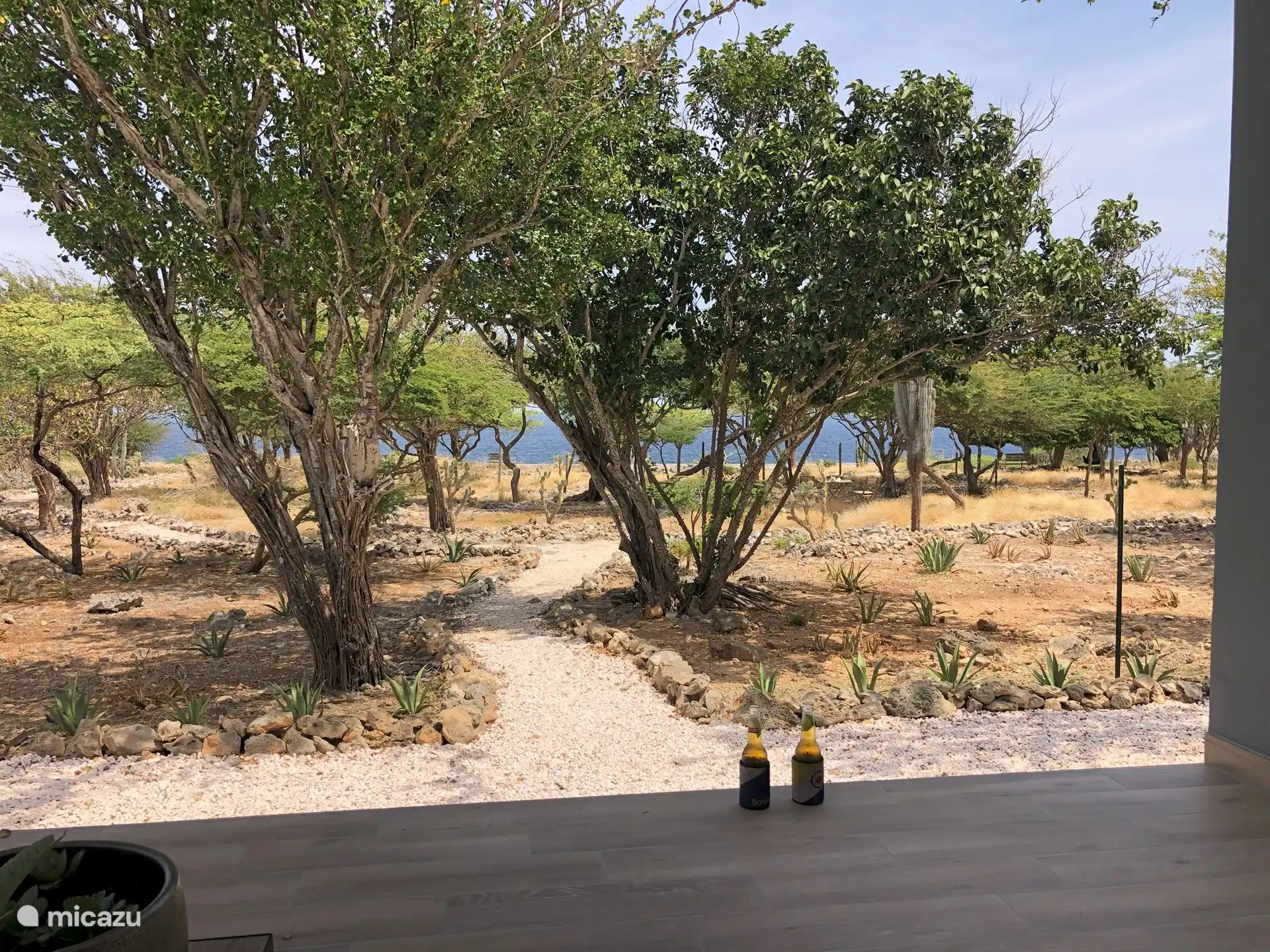 een biertje op de porch met uitzicht op zee