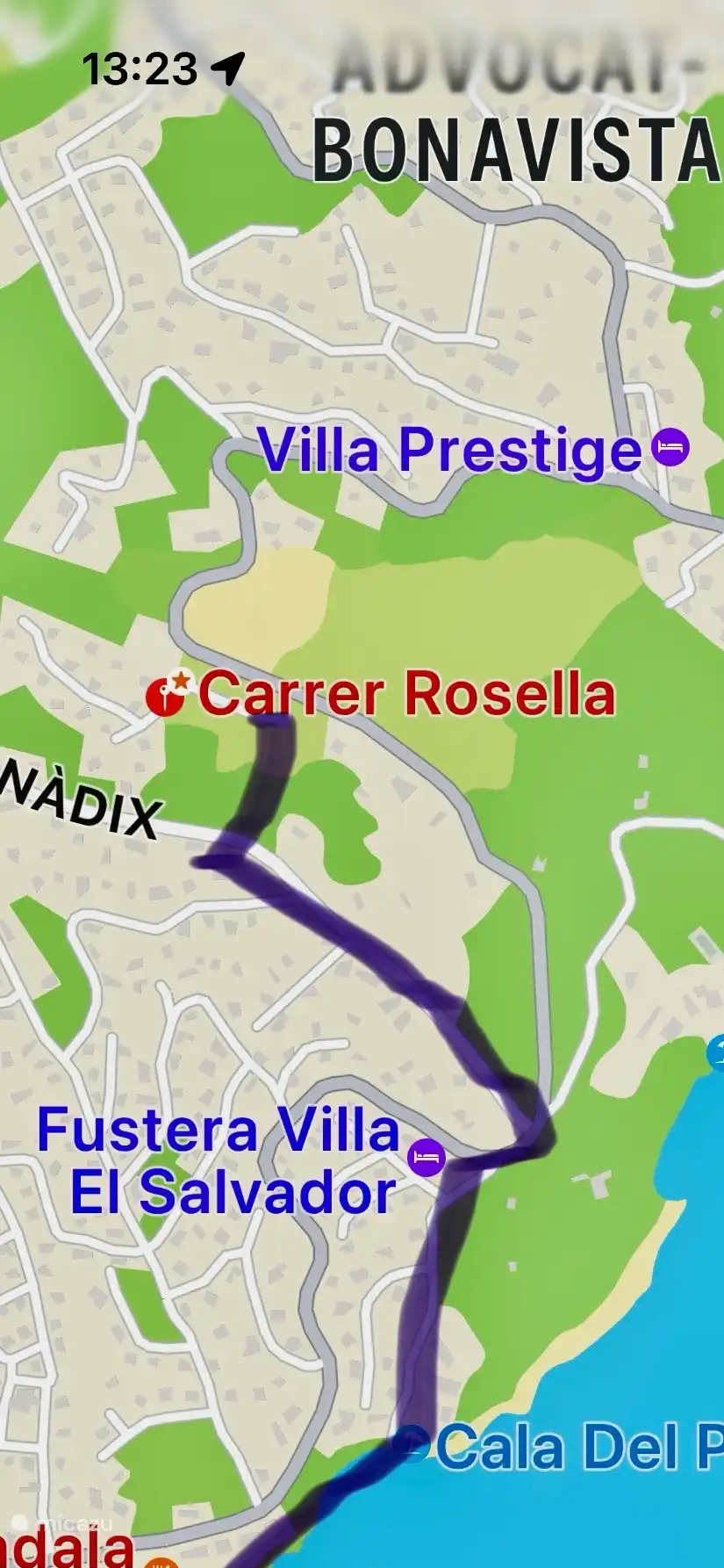 Wanderweg zum Meer durch den Wald, 15 Minuten zu Fuß. Cala Pinets/Cala Fustera/Paseo Ecologico