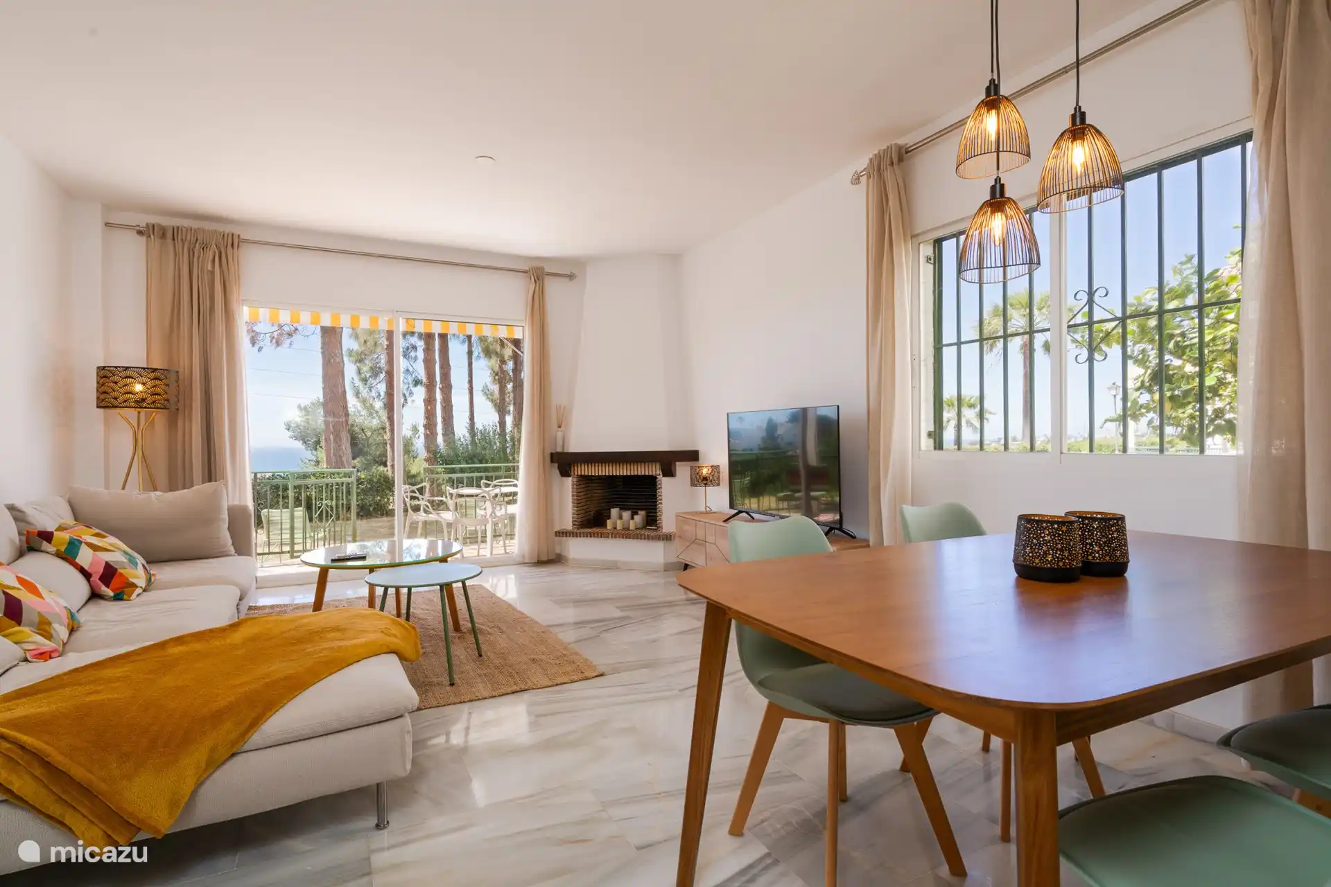 Living room and dining room