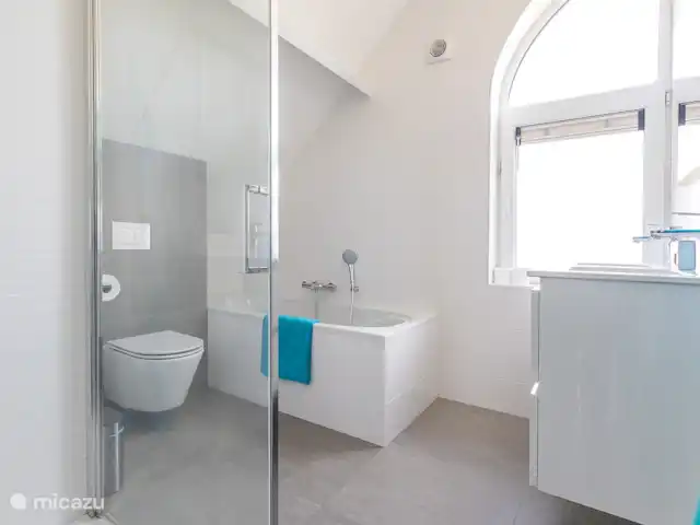 Casa de vacaciones Noordzee Boulevard 32 en Países Bajos, Zelanda, Kamperland - casa vacacional Baño de lujo extendido con bañera y ducha separadas.