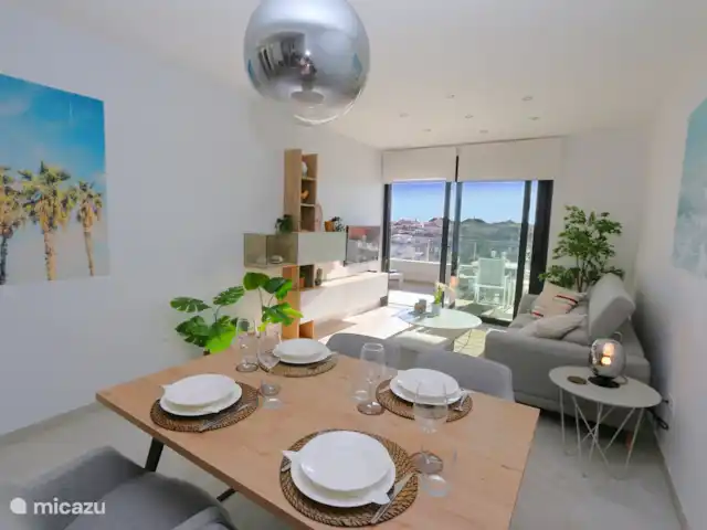 Appartement en résidence à Flamenca Village  | Espagne, Costa Blanca, Orihuela Costa - appartement Table à manger + Salon