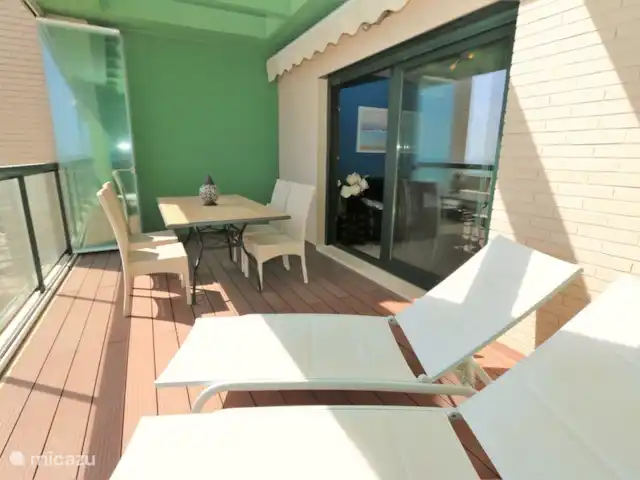 Appartement met zeezicht  huren in Spanje, Costa Blanca, Torre de la Horadada - appartement Balkon met ligstoelen en eettafel