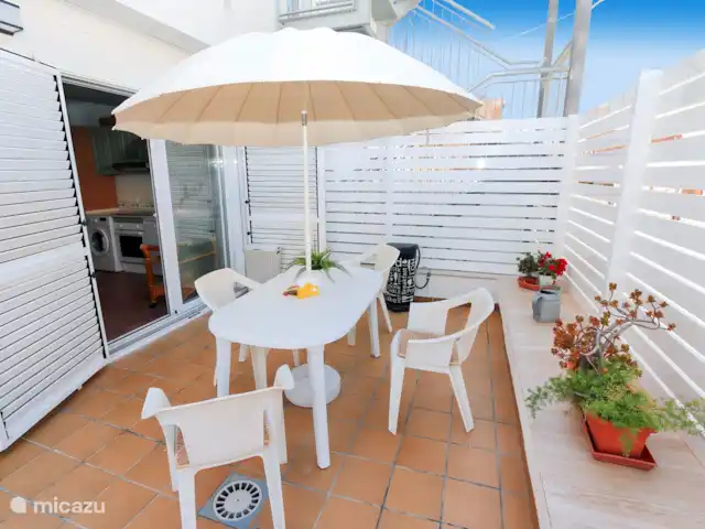 Maison de plage au bord de la mer | Espagne, Costa Blanca, Torre de la Horadada - maison de vacances Jardin directement dans la cuisine
