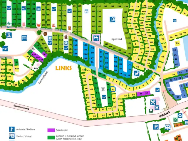Perdrix  | Pays-Bas, Overijssel, Lattrop - chalet Plan du camping, va à l’emplacement 47 (encerclé en bleu)