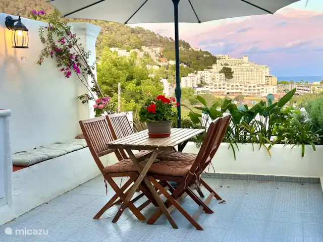 Casita Cala Llonga  | Espagne, Ibiza, Cala Llonga - maison mitoyenne Coucher de soleil depuis la terrasse