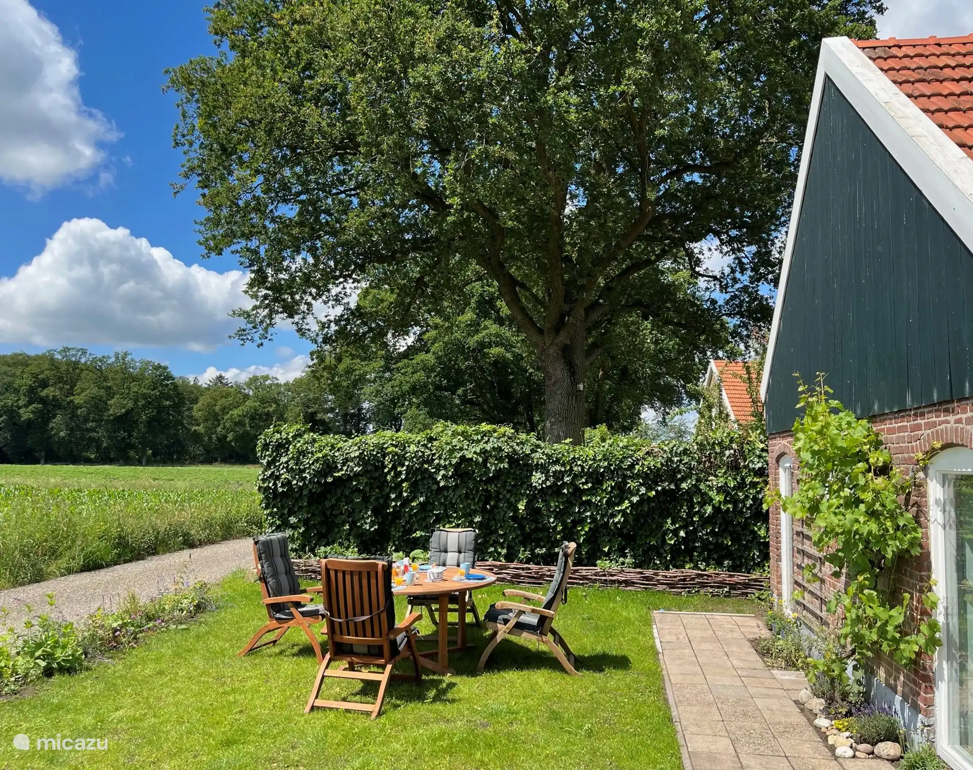 Garten, vor dem Ferienhaus