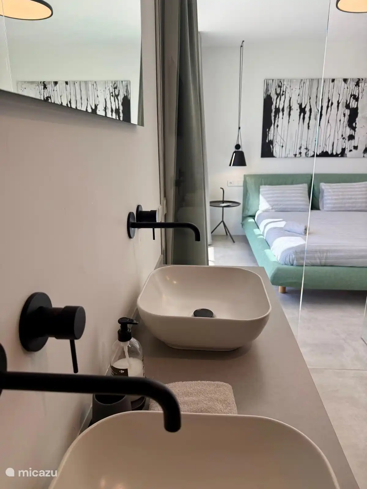 The bathroom is adjacent to the master bedroom