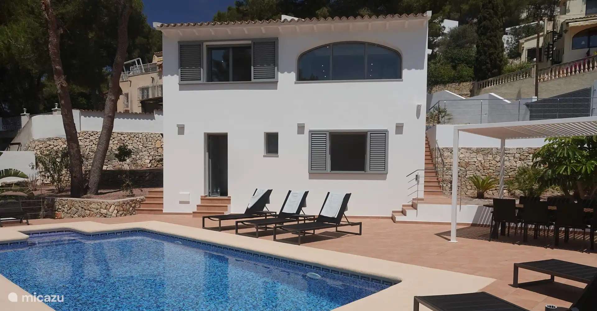 The villa seen from the pool