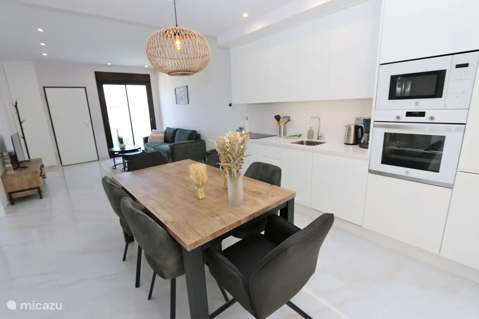 Dining table and kitchen